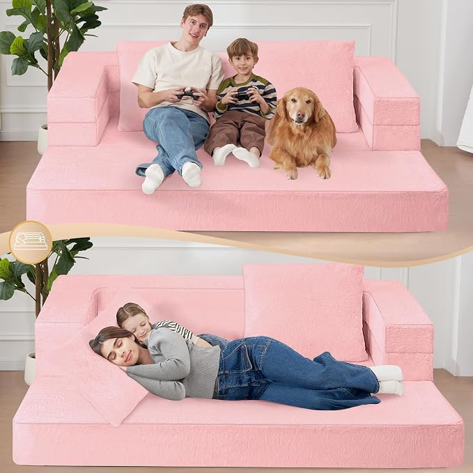 Futon Sofa Bed with Pillow, 3-in-1 Sleeper Sofa Bed with Removable Cover - Image 6