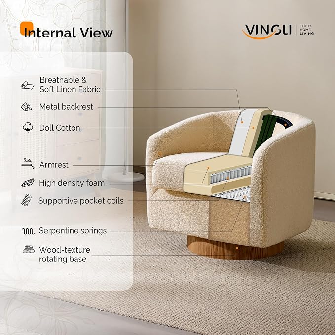 VINGLI 360°Swivel Accent Chair - Image 7