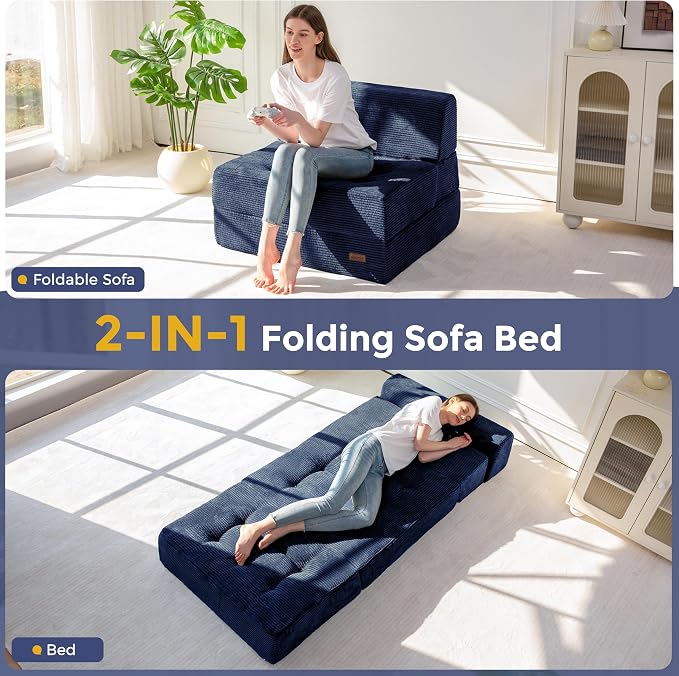 MAXYOYO 8" Folding Sofa Bed, Fold Out Chair Bed Sleeper Chair, Convertible - Image 3