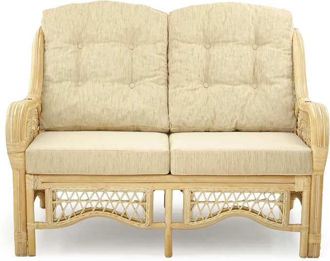 Malibu Lounge Loveseat Natural Color, Sofa Natural Rattan Wicker Handmade Design - Image 3