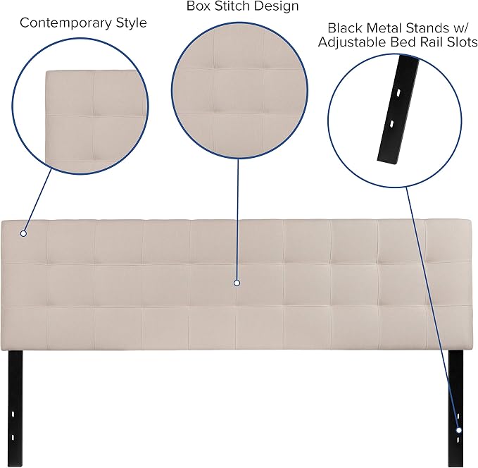 Flash Furniture Bedford Box Stitch Tufted Upholstered King Size Headboard in - Image 3