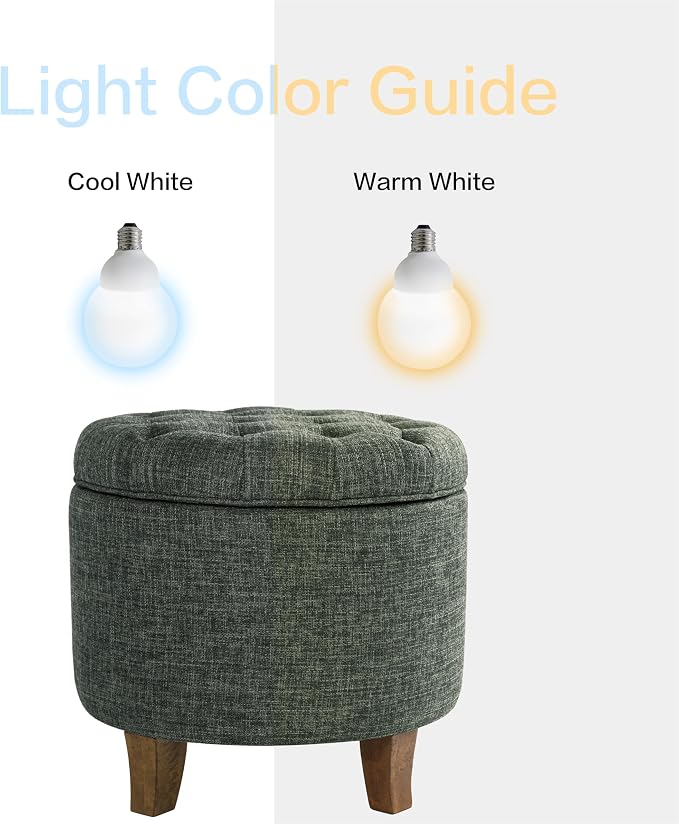 Homepop Home Decor | Upholstered Round Tufted Foot Rest Ottoman | Ottoman - Image 7