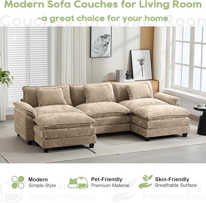 Oprisen 120" Modular Sectional Sofa, Comfy Cloud Couch Sectional Sofa - Image 7