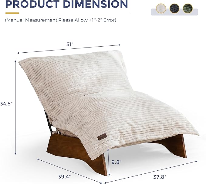 MAXYOYO Adjustable Living Room Chair, Convertible Bean Bag Chair & Recliner - Image 2