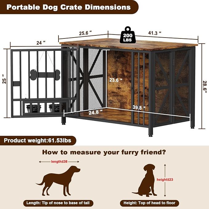 Easycom Foldable Large Dog Crate Furniture, 41.3" Assembly-Free Dog Crates - Image 6