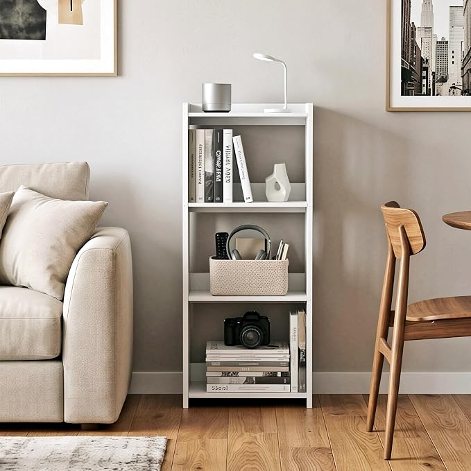 HAYOFAMY Bookshelf, Bookcase for Small Spaces, 4 Tier Shelf White Book - Image 6