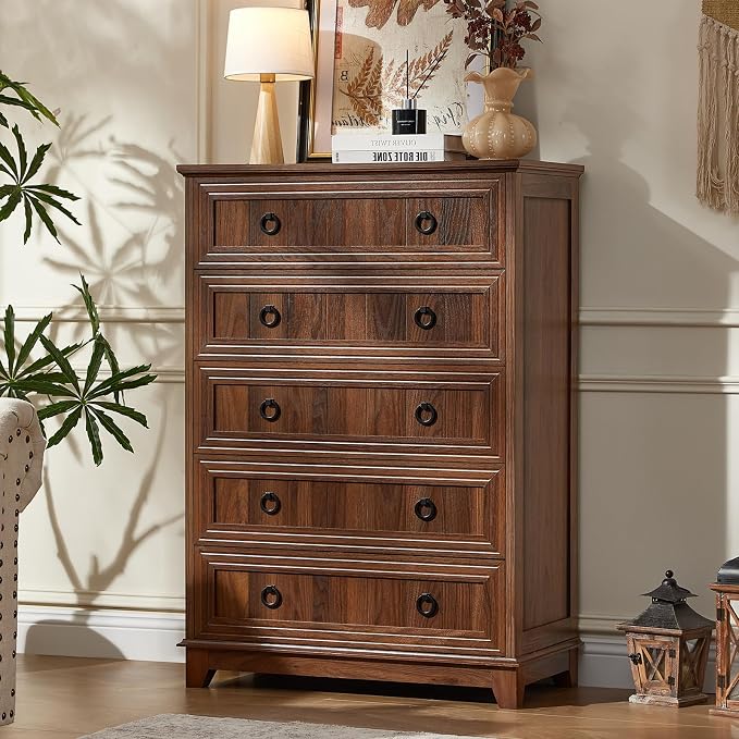 Joaxswe Farmhouse 5 Drawer Dresser - Image 5
