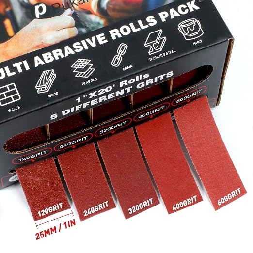 Emery Cloth Roll, 5 Grits 1'' x 19.7' Sandpaper Roll 120 240 320 400 600 Emery - Image 2