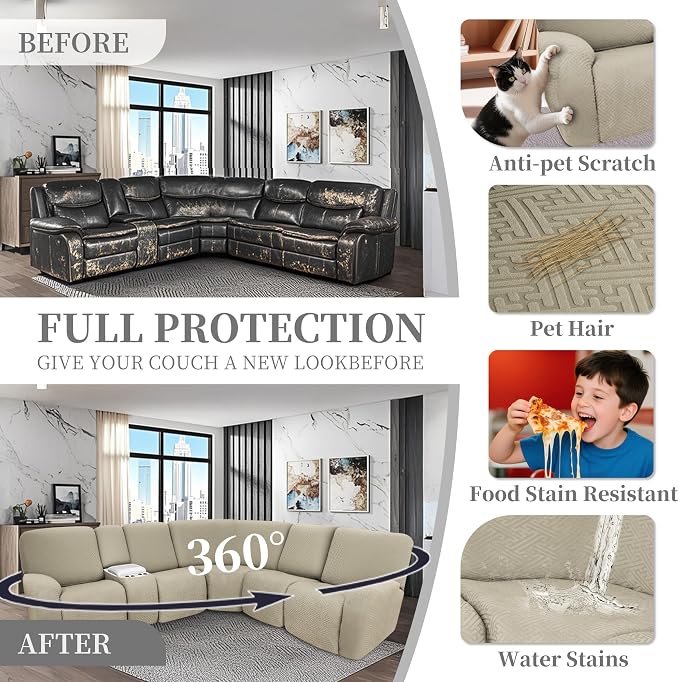 100% Waterproof Sectional Recliner Couch Covers - Image 6