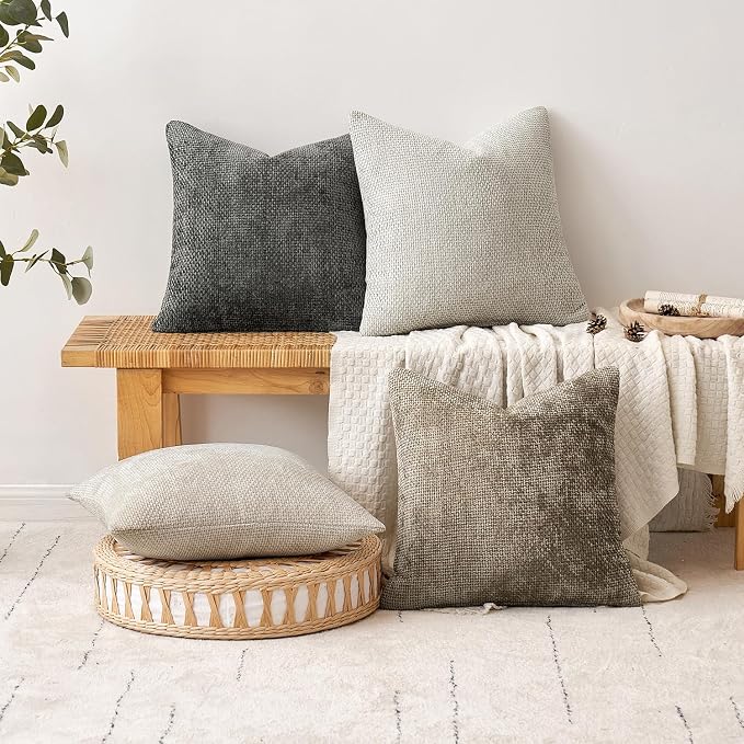 MIULEE Pack of 2 Couch Throw Pillow Covers 18x18 Inch Dark Gray Modern Boho - Image 4