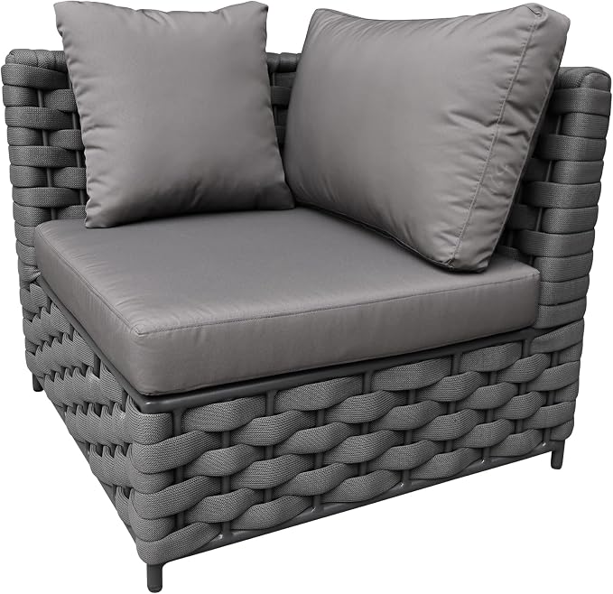 TWT Dark Gray Left Arm Outdoor Sofa, Modular Patio Chair - Image 6