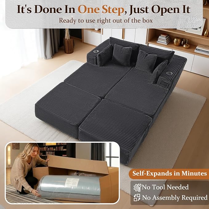 72" Cloud Sectional Couch, Comfort Sleep Sofa - Image 3