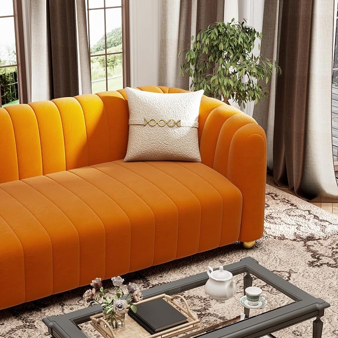 KEAI 83.46" Velvet Couch for Living Room Large Modern Sofa - Image 7