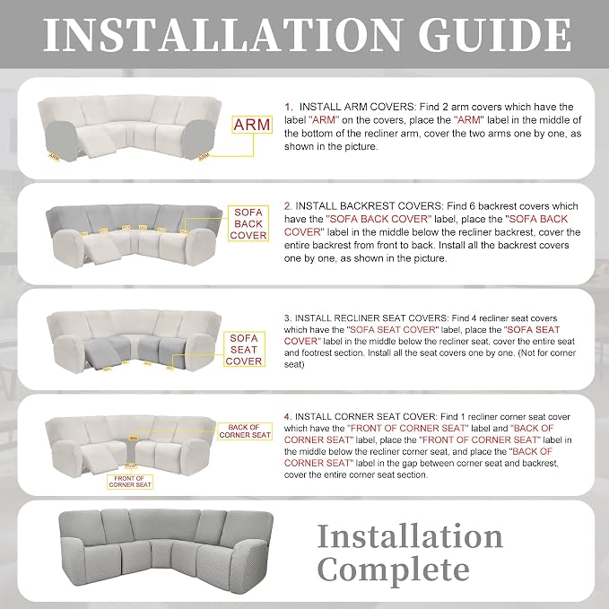 100% Waterproof Sectional Recliner Couch Covers - Image 7