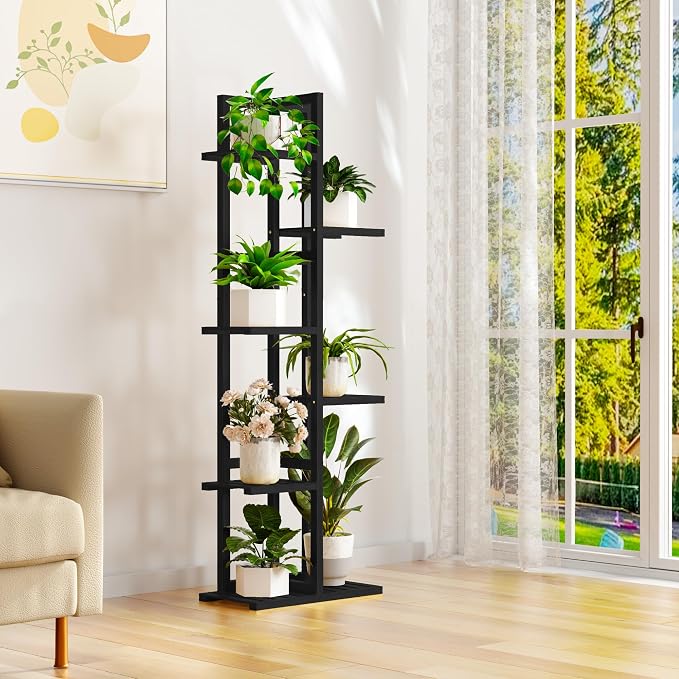 ROMGUAR CRAFT 6 Tier Bamboo Plant Stand Indoor, Wood Tall Flower Holder Corner - Image 6