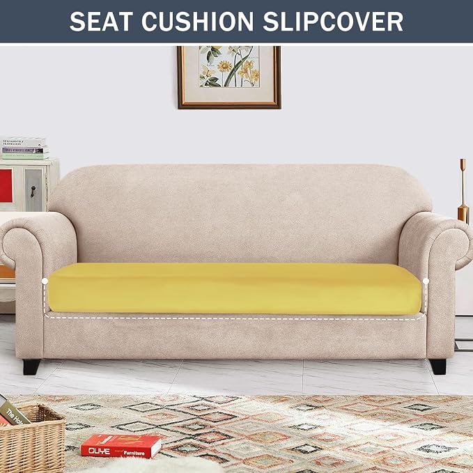 CONRUSER Stretch Cushion Cover, Soft Velvet Plush Cushion Slipcovers Loveseat - Image 2