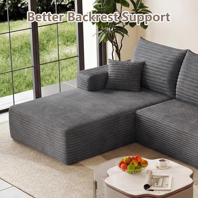 95" Cloud Sectional Couch with L-Shape Chaise, Modular Comfy Sofa Chaise Longue - Image 8