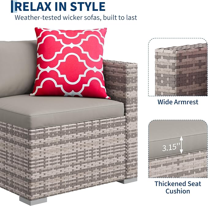 5-Piece Outdoor Sectional Sofa Set, All-Weather PE Rattan Patio Furniture - Image 5