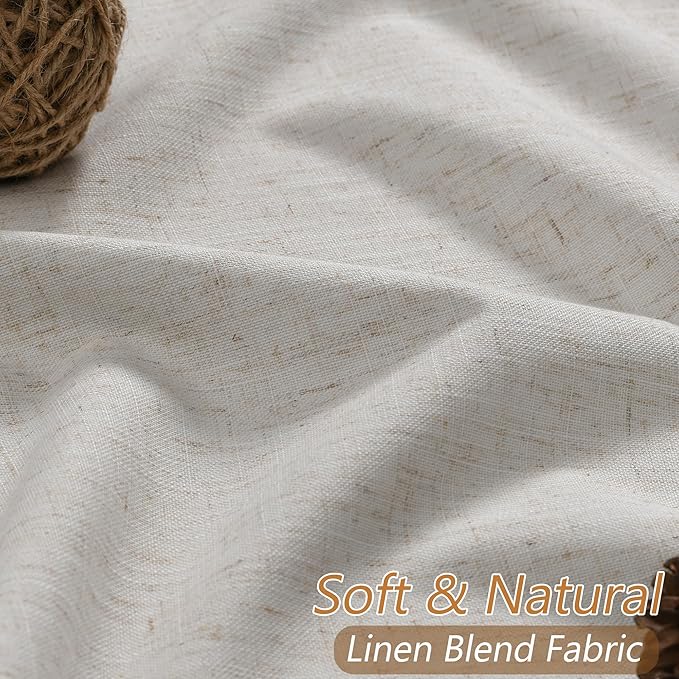Guken Light Beige Extra Long 100% Blackout Curtains 120 Inch Length 2 Panels Set - Image 3