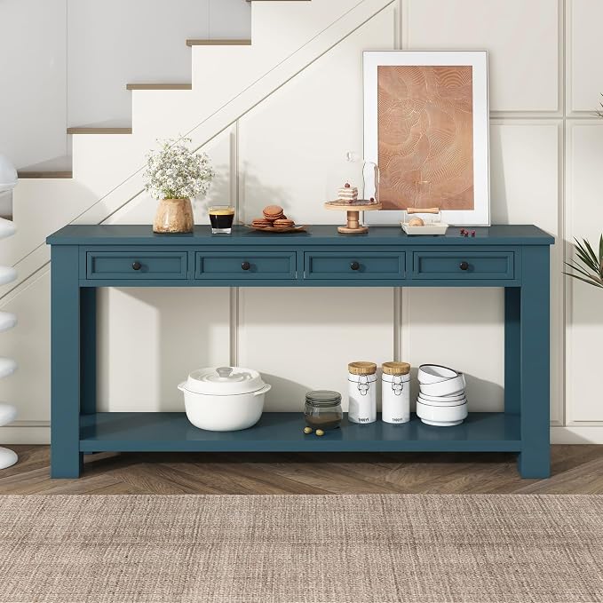LKTART Solid Wood Console Table, 63 in Long Sofa Table Entryway Table - Image 2
