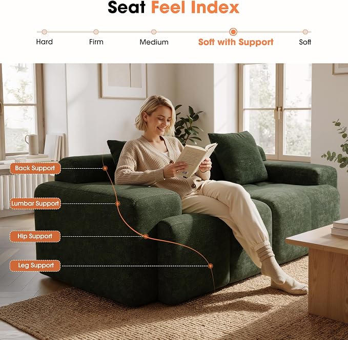 83.5" Boneless Loveseat Couch, Cloud Comfy Couches - Image 7