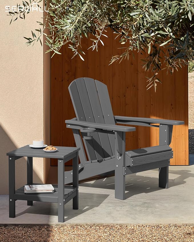 SERWALL 2-Tier HDPE Outdoor Side Tables Set of 2, Weatherproof Rectangular - Image 7