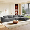 Vesgantti 159" Large Modular Sectional Sofa, L-Shaped Corduroy Cloud Couch by Vesgantti