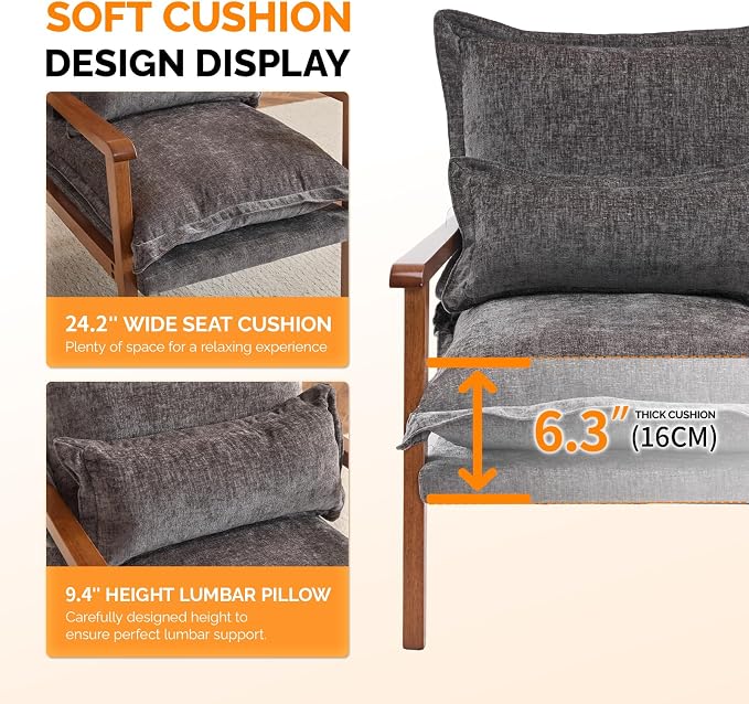 VINGLI Mid-Century Modern Cloud Accent Armchairs Set of 2 - Image 7