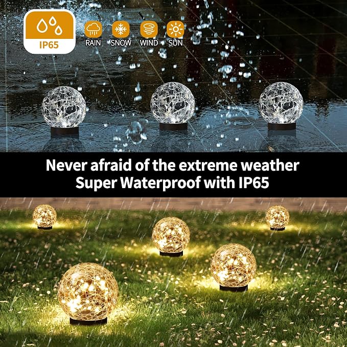 JKIMK Solar Globe Lights Outdoor Waterproof - Image 3