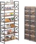 4NM 7 Tiers No Assembly Book Shelves, 72.4" H Folding Bookshelf Bookcase Open by 4NM