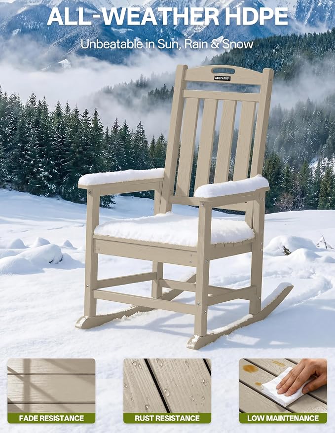 Outdoor Adirondack Rocking Chairs All-Weather HDPE Patio Rocker Chair - Image 6