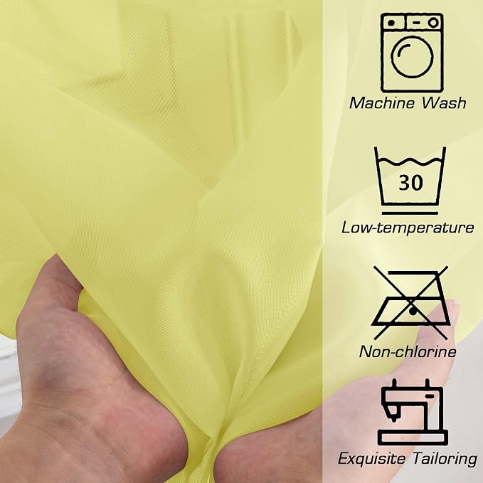 Simplebrand Lemon Sheer Curtains 63 Inch Length 2 Panels, Rod Pocket Solid - Image 7