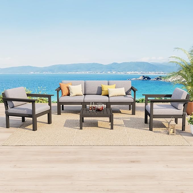 Stoog All-Weather Patio Conversation Set, 6-Piece Modular Outdoor Sectional Sofa by Stoog