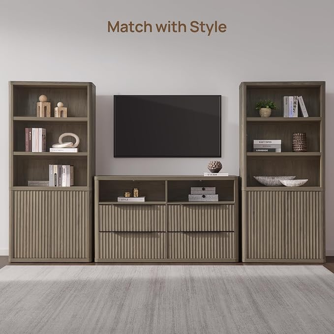 SICOTAS Book Shelf with Doors 71" Tall 6 Tier Bookshelf with Adjustable Shelves - Image 7