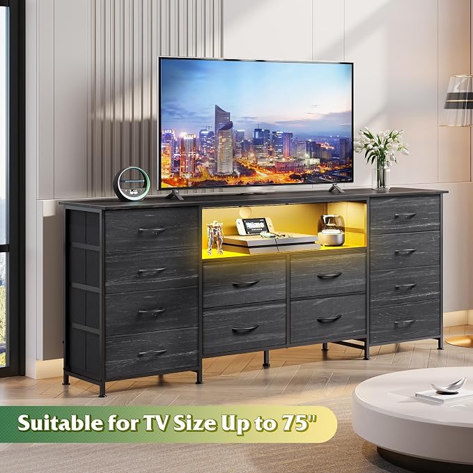 WLIVE 12 Drawer Dresser for Bedroom, 75 inch TV - Image 4