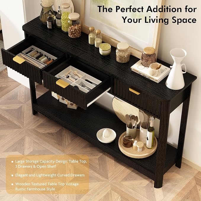 RUSTOWN Fluted Wood Console Table - Image 5