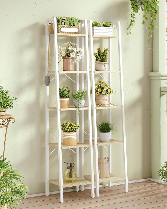 Hzuaneri Ladder Shelf, Bookshelf Bookcase, Freestanding Corner Storage Shelve - Image 8