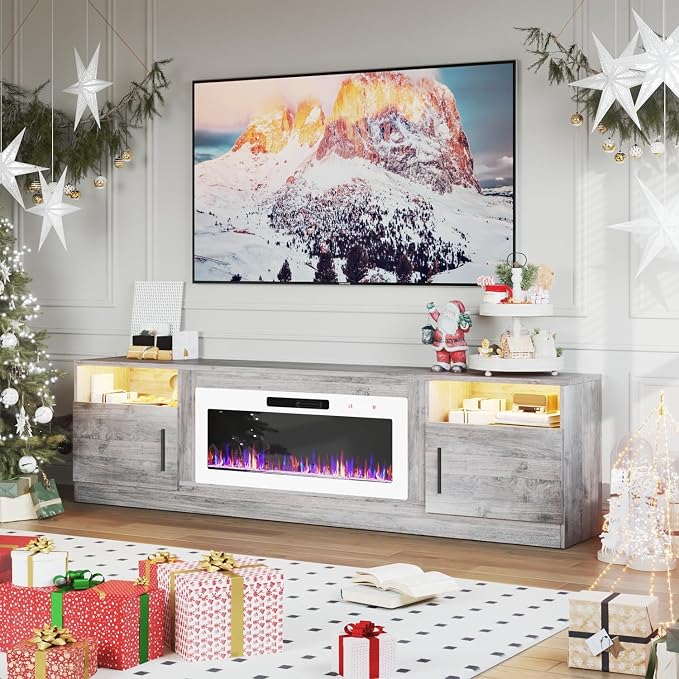 PRETZI Fireplace TV Stand with 36" Fireplace Up to 90" TVs, Remote Control - Image 7