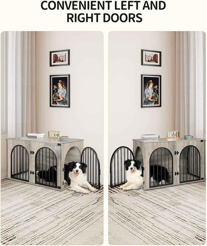 Hzuaneri 39.4" Wooden Dog Crate Furniture, Indoor Dog Kennel Dogs Cage - Image 5