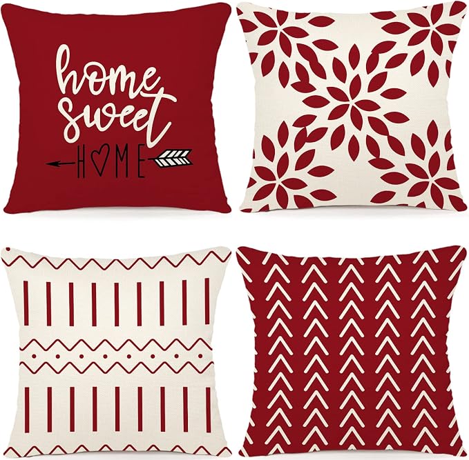 YCOLL Christmas Pillow Covers 18x18 Set of 4, Modern Sofa Throw Pillow Cover by PillowCoversExpert