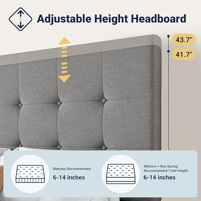 Allewie Upholstered King Size Platform Bed Frame - Image 4