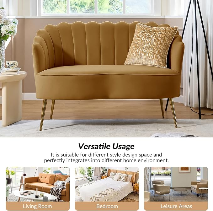 HULALA HOME Modern Velvet Loveseat Sofa - Image 6