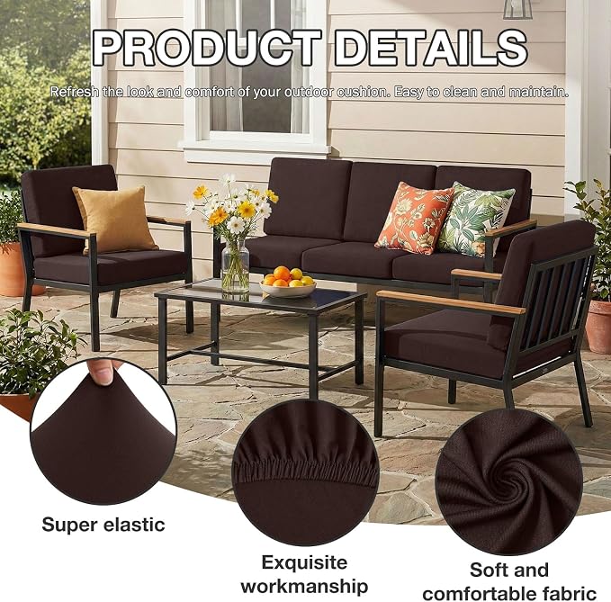 hyha 12Pcs Patio Cushion Covers, Stretch Outdoor Couch Cushion Covers - Image 3