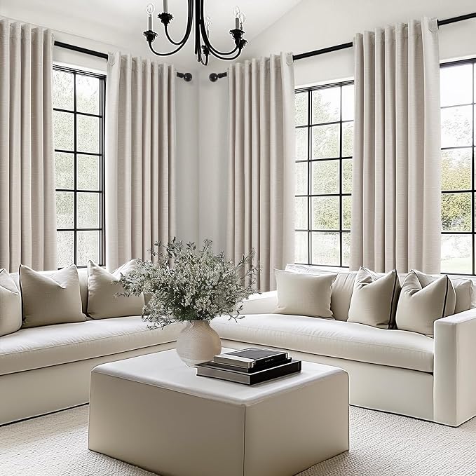92 Inch Long Curtains Blackout 2 Panels, Custom Made Modern Neutral Soundproof - Image 5