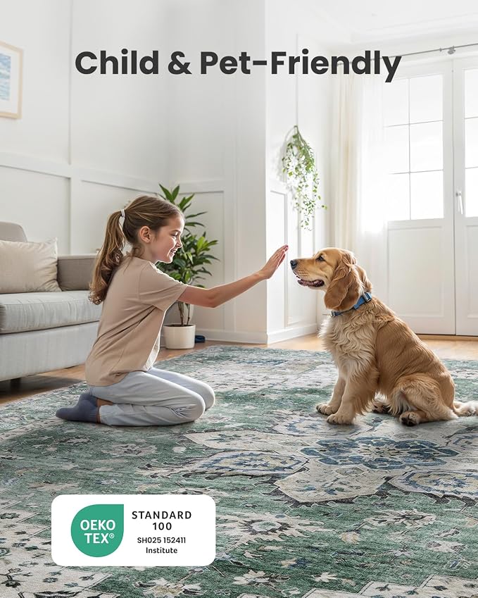 AMADA HOMEFURNISHING 2x4 Washable Area Rug, Low-Profile Entryway Rug - Image 4