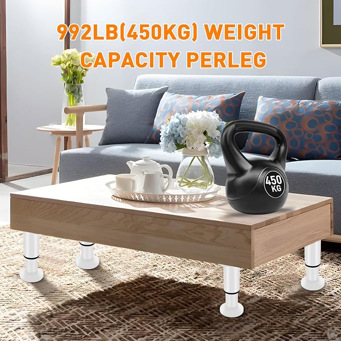 4 Pcs Adjustable Height Furniture Support Legs 10-17 inch, Metal Adjustable - Image 5