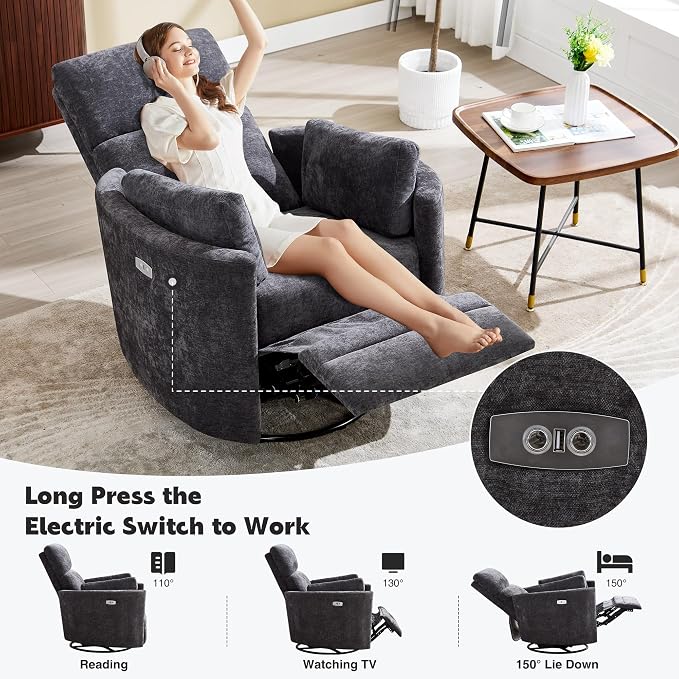 Power Recliner, Nursery Swivel Rocking Glider Chair - Image 6
