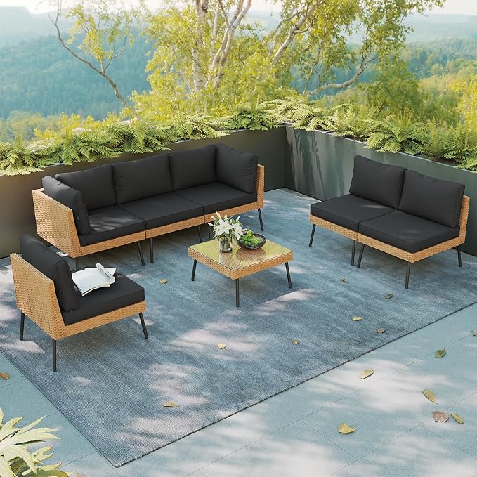 Aoxun Patio Furniture Set, 7 Piece Outdoor Sectional Sofas - Image 8