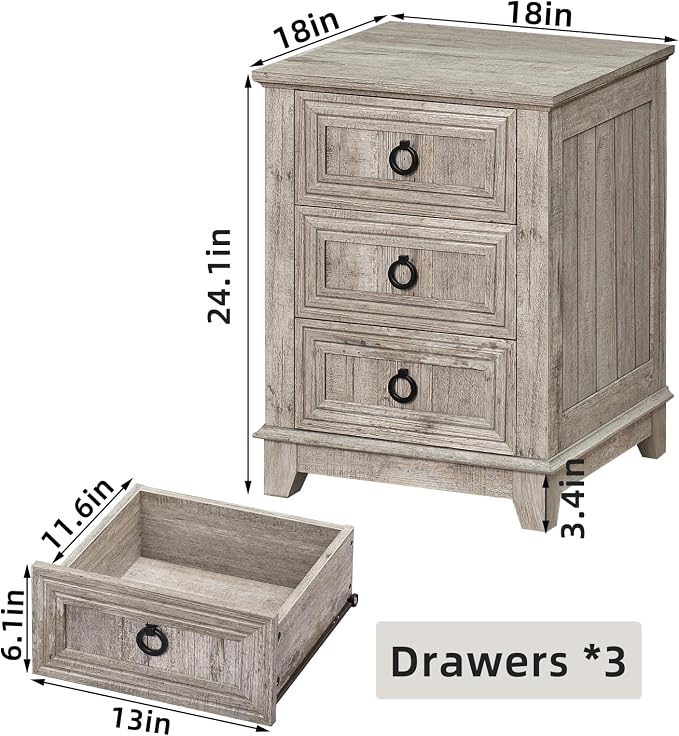 Joaxswe Farmhouse Night Stand Set of 2, Dresser - Image 3