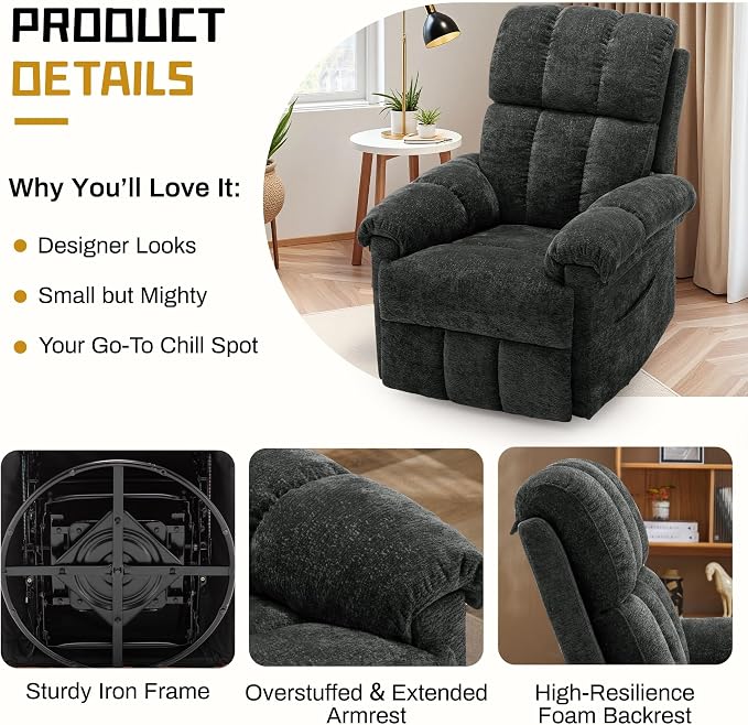 Korser Recliner Chair, Swivel Rocker Recliner Chair - Image 5